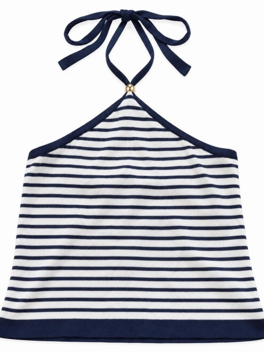 Arden B. Striped Halter Crop Top in Blue & White Size Medium